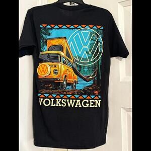 New Volkswagen Official VW Pop Up Bus T-Shirt Small Black Graphic, Soft Tee